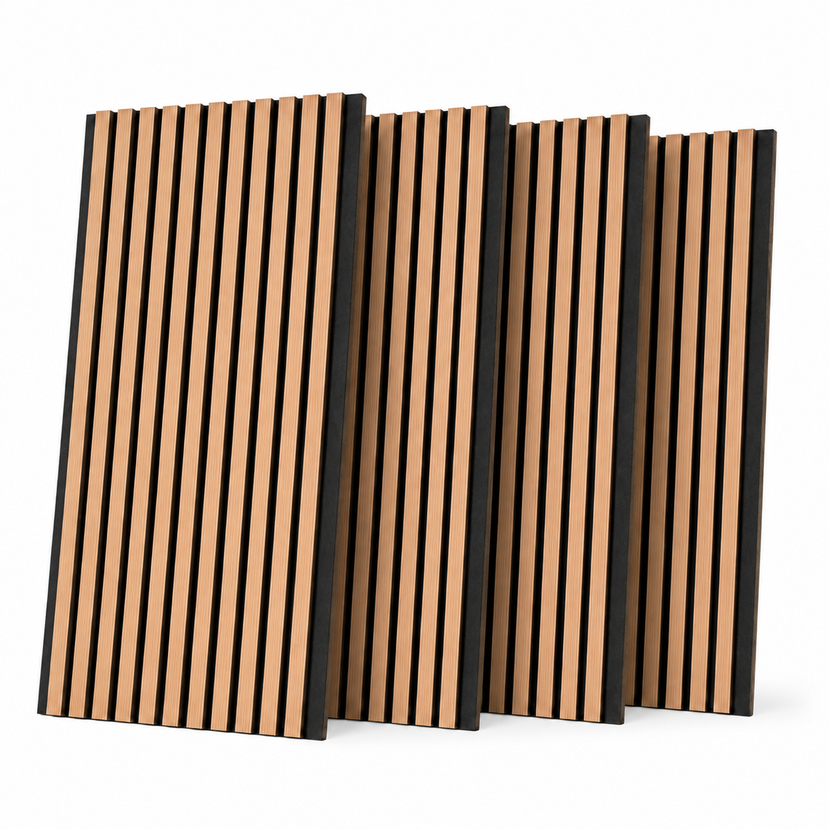 Panel acústico decorativo MDF efecto madera con fieltro 120x60 cm Pack 4