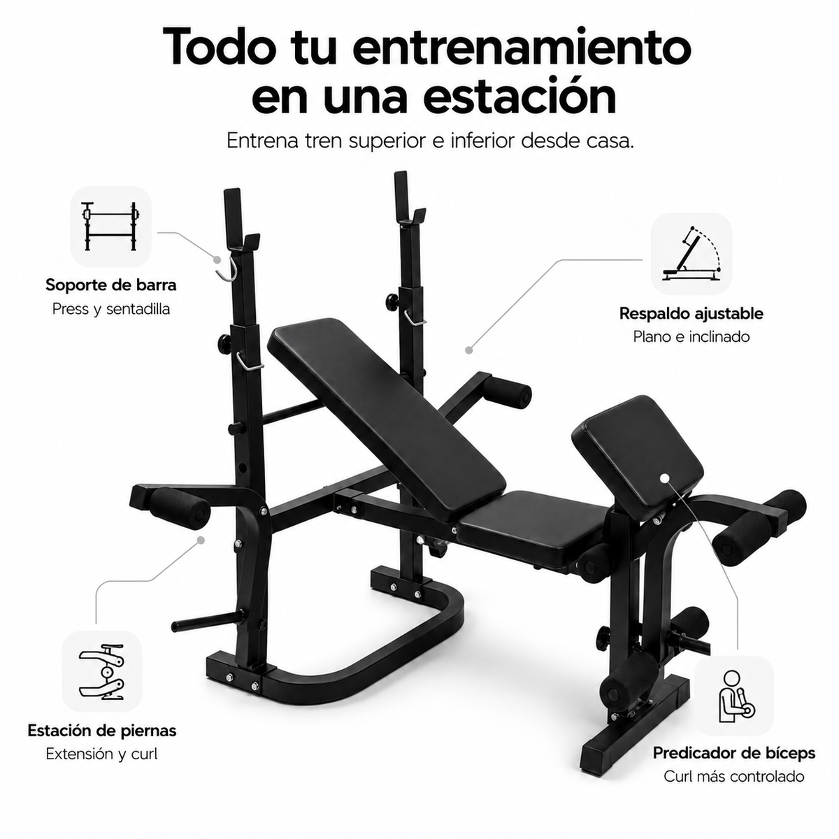 Banc de musculation avec support de barre réglable presse à banc