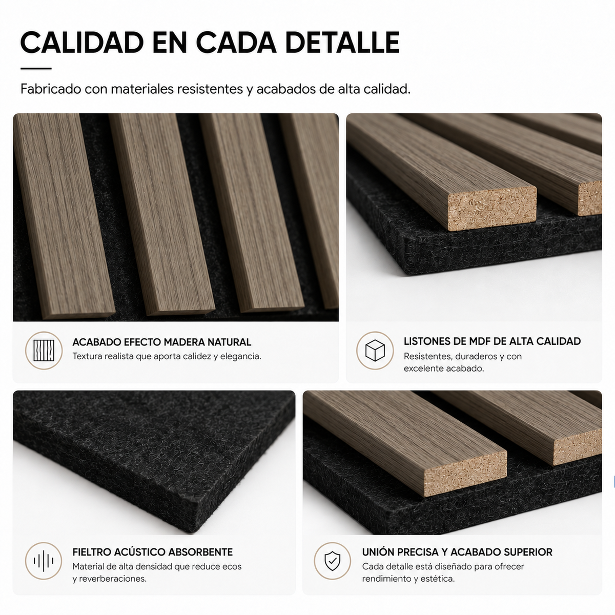 Panneau acoustique MDF effet bois avec feutre 240x60 cm