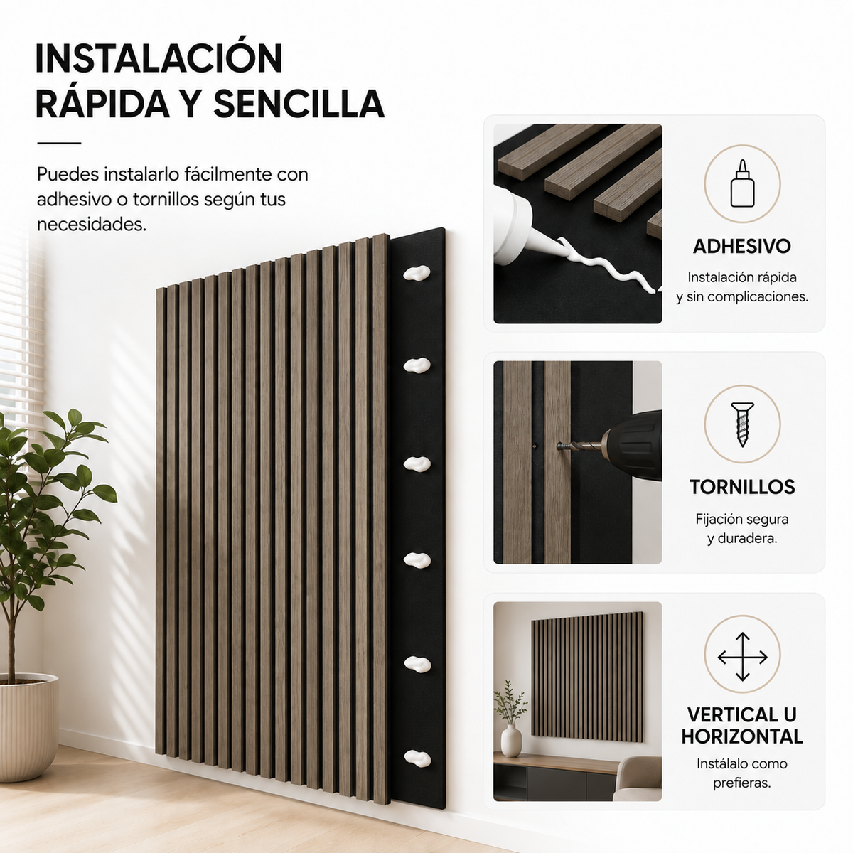 Panneau acoustique MDF effet bois avec feutre 240x60 cm