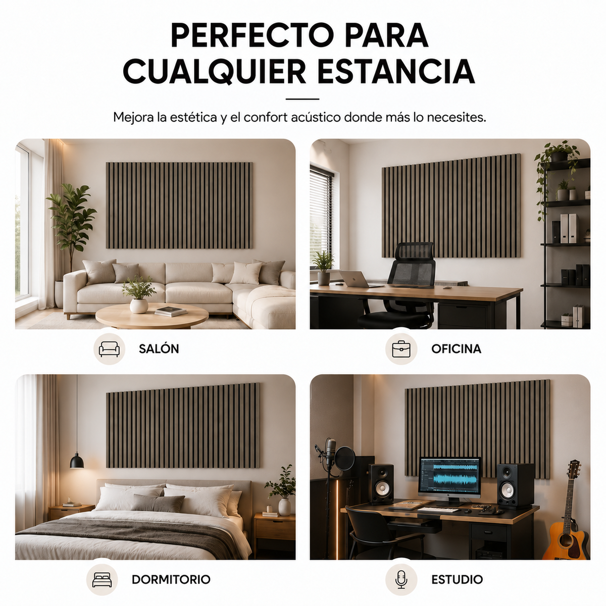 Panneau acoustique MDF effet bois avec feutre 240x60 cm