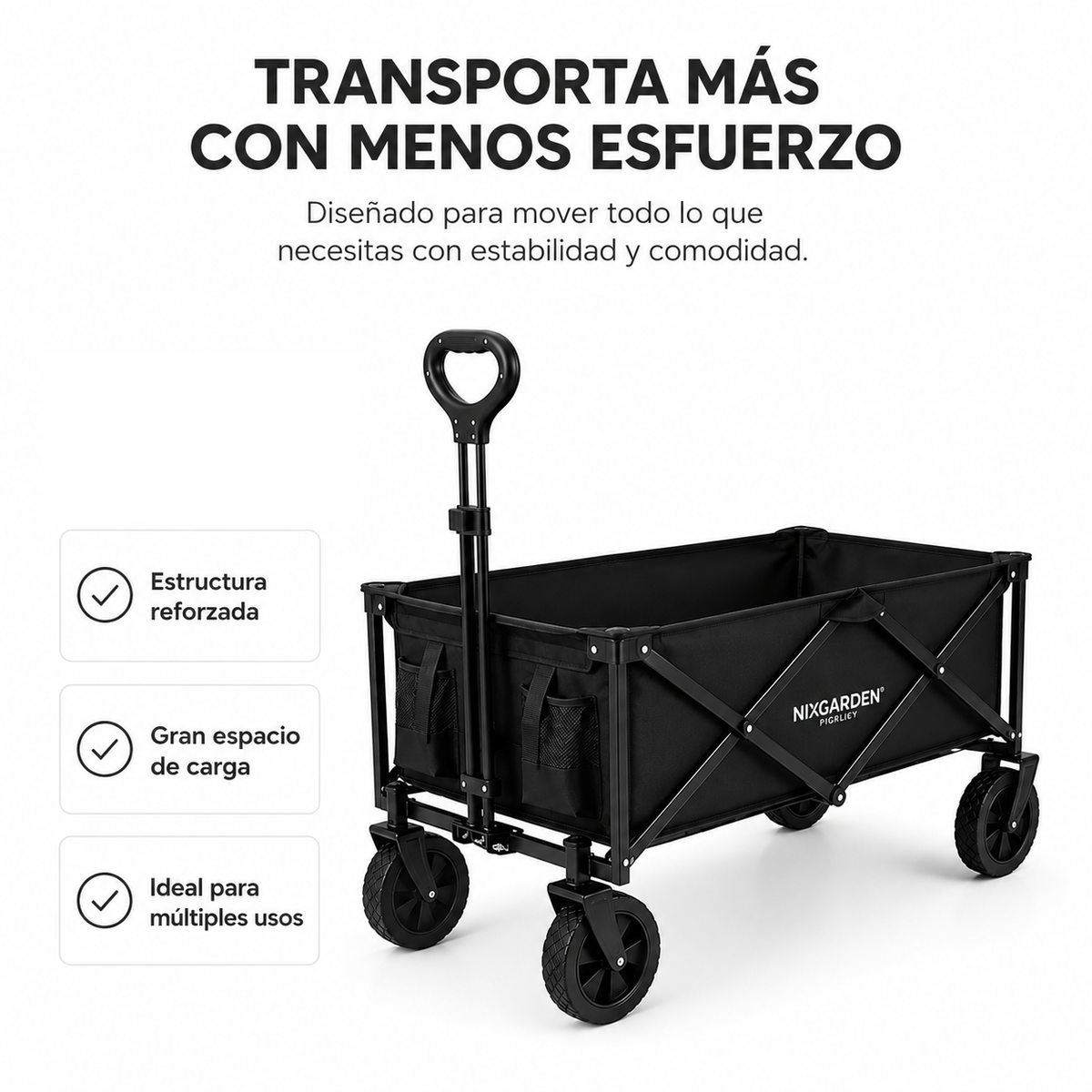 Carrello pieghevole XXL fuoristrada 150 kg 91×51×64 cm Oxford 600D 100L spiaggia giardino campeggio