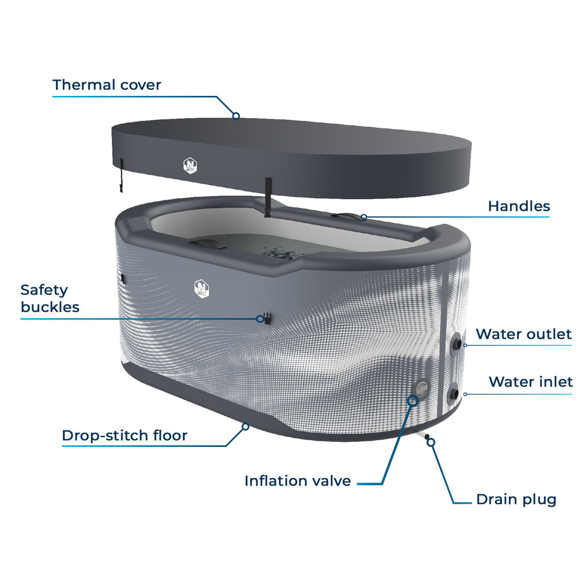 Poolex - NetSpa Järvi baño de hielo con kit enfriador