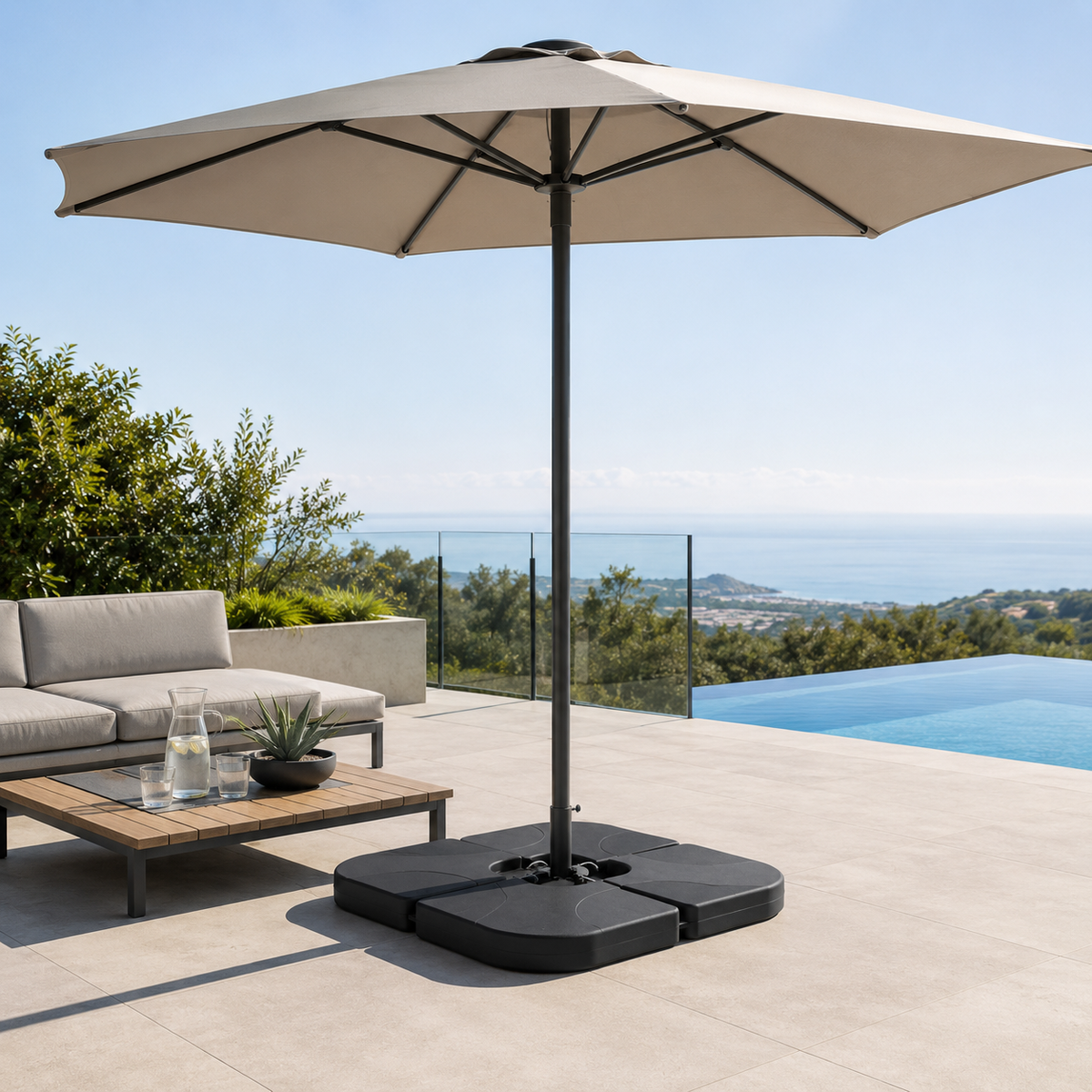 Base modulaire pour parasol 4 pièces remplissable noire