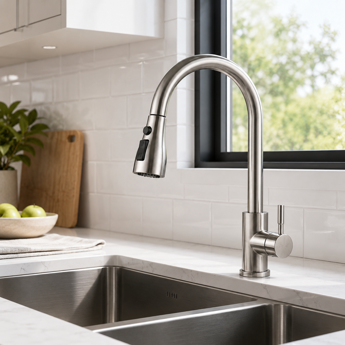 Rubinetto da Cucina Estraibile a 360 Gradi in Acciaio Inox