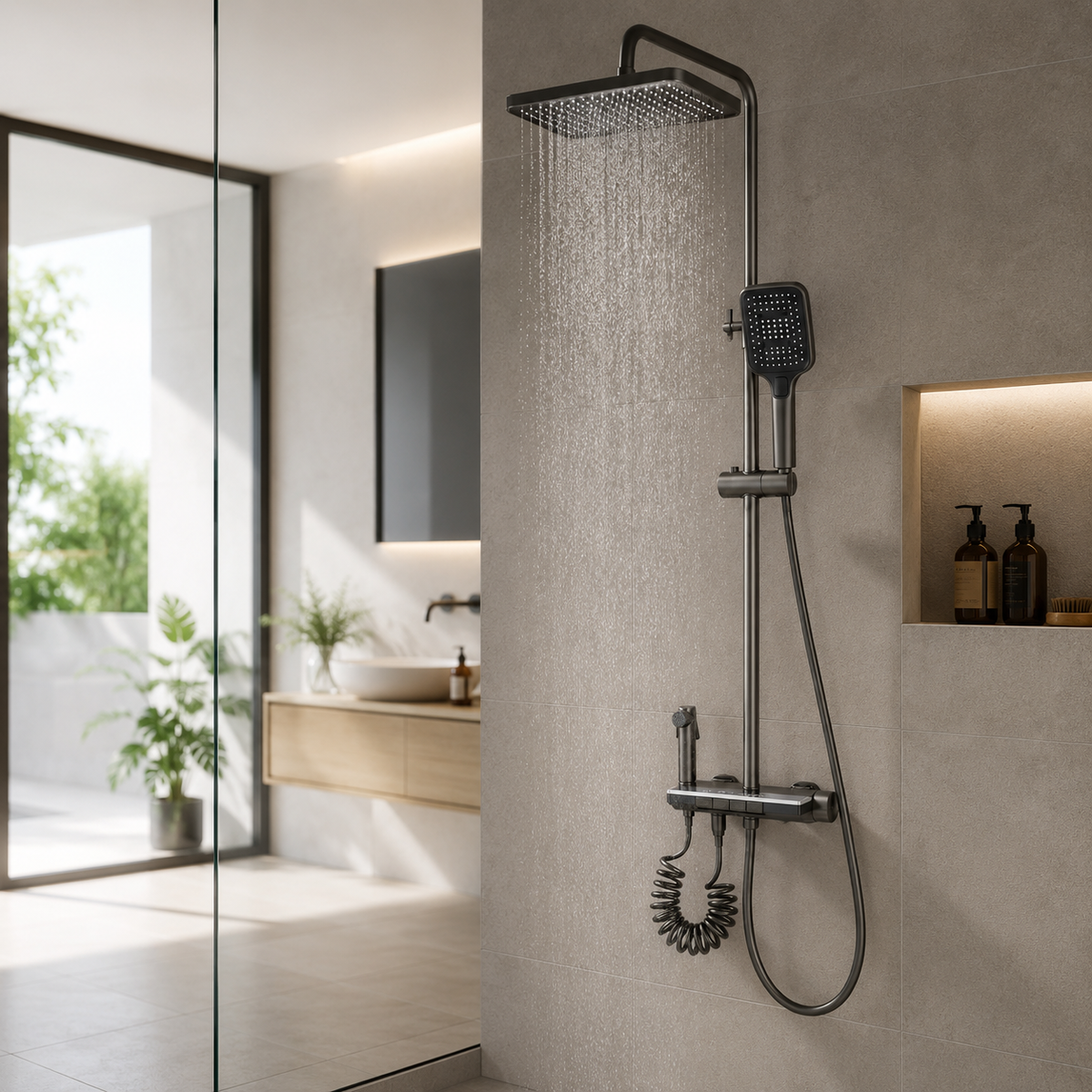 Columna De Ducha Termostática Con Rociador Superior