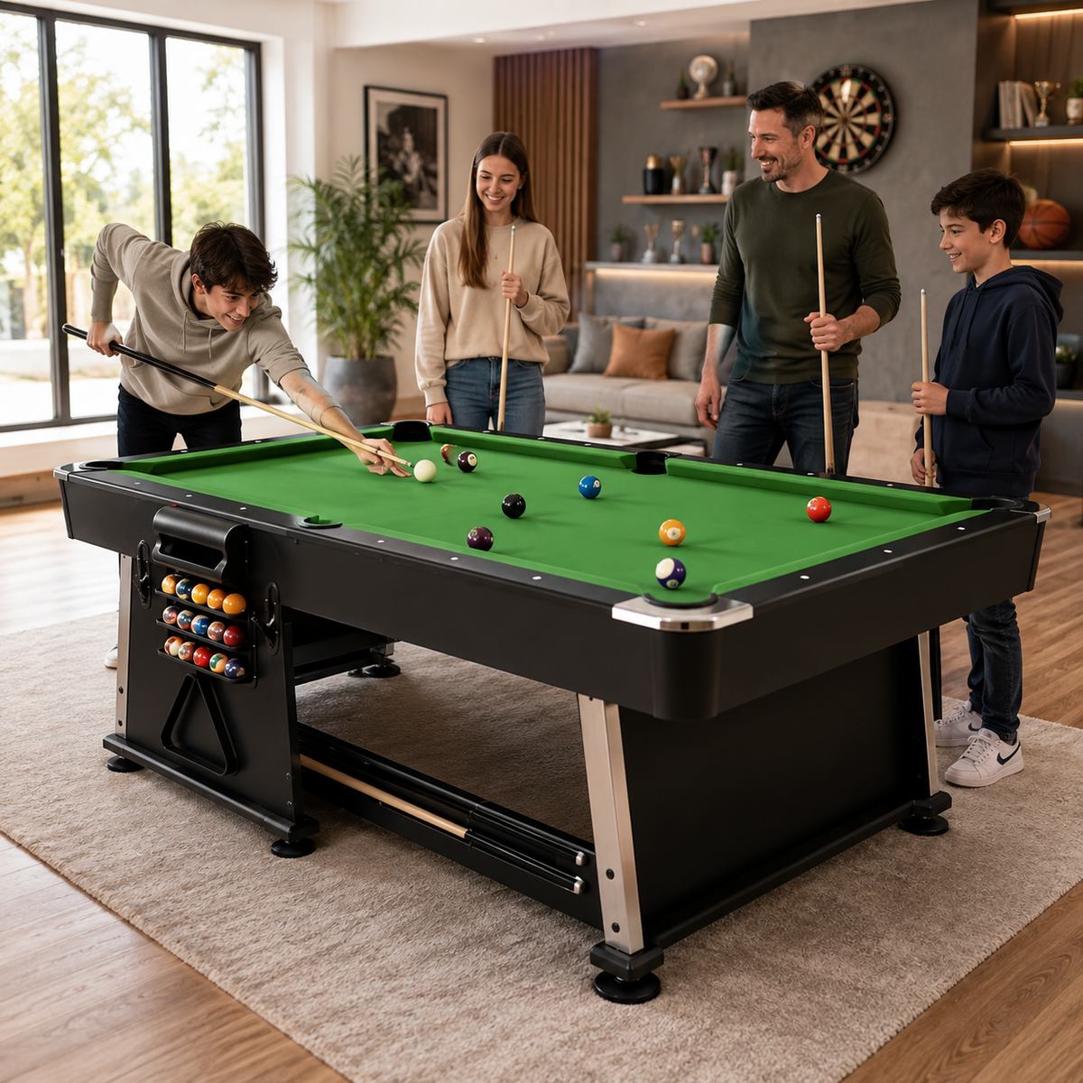 Table multijeux 3 en 1 billard et ping-pong 210 cm