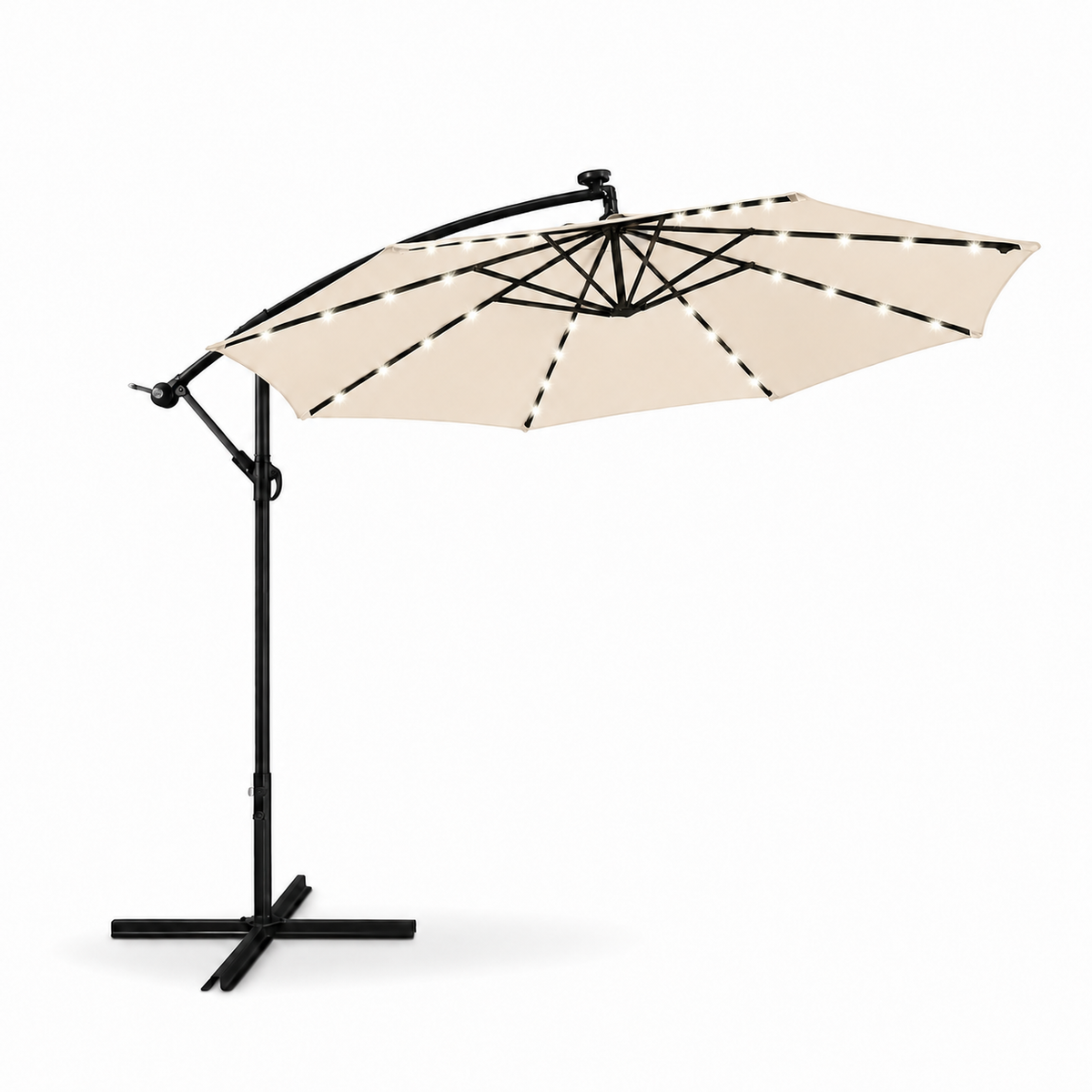 Beige zijluifel van 3 meter met ledverlichting en 360°-kanteling