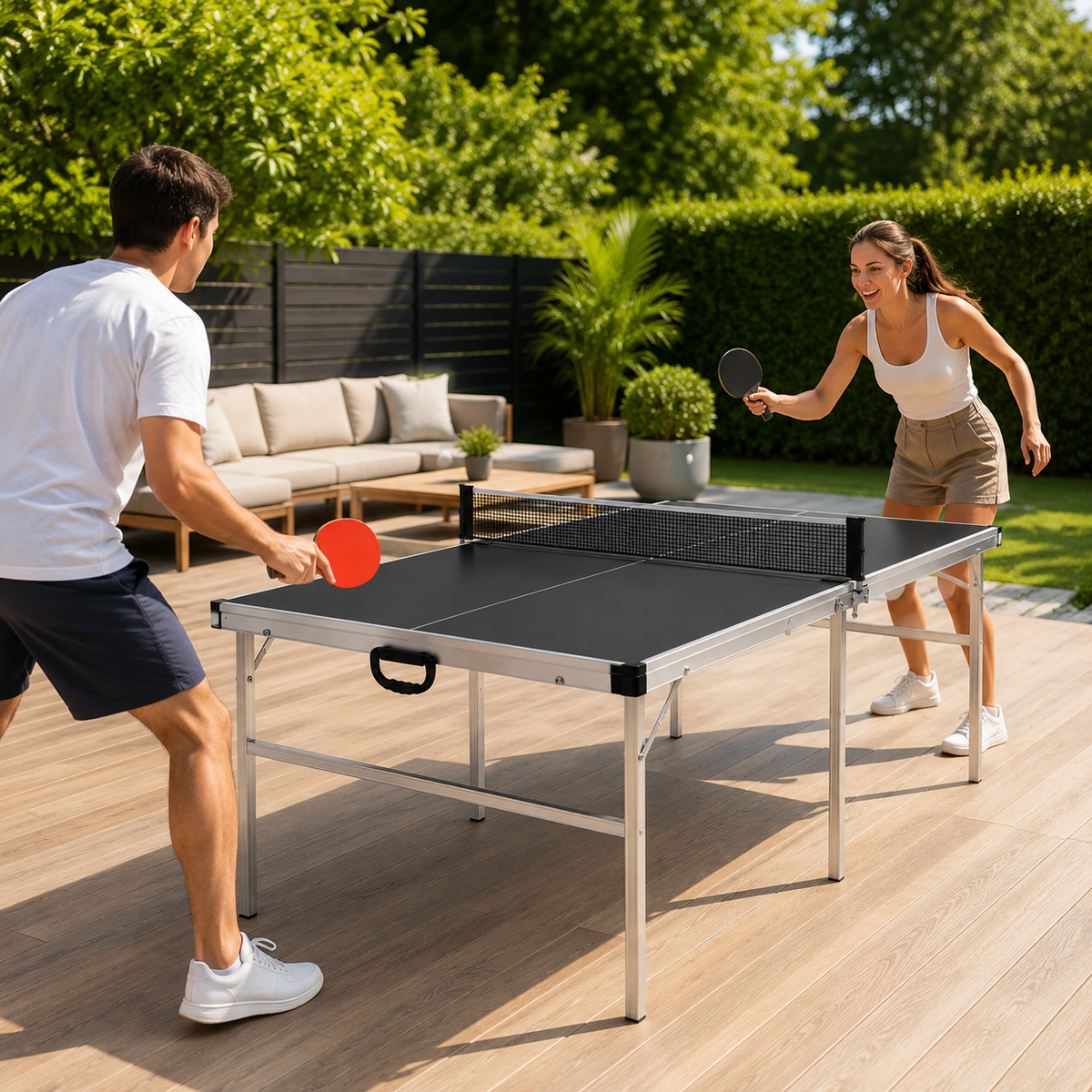 Table de ping-pong pliante avec filet 182x91 cm