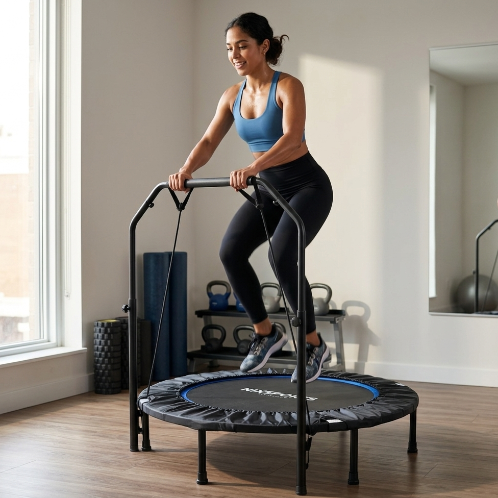 3-in-1 Fitness-Trampolin mit verstellbarer Stange