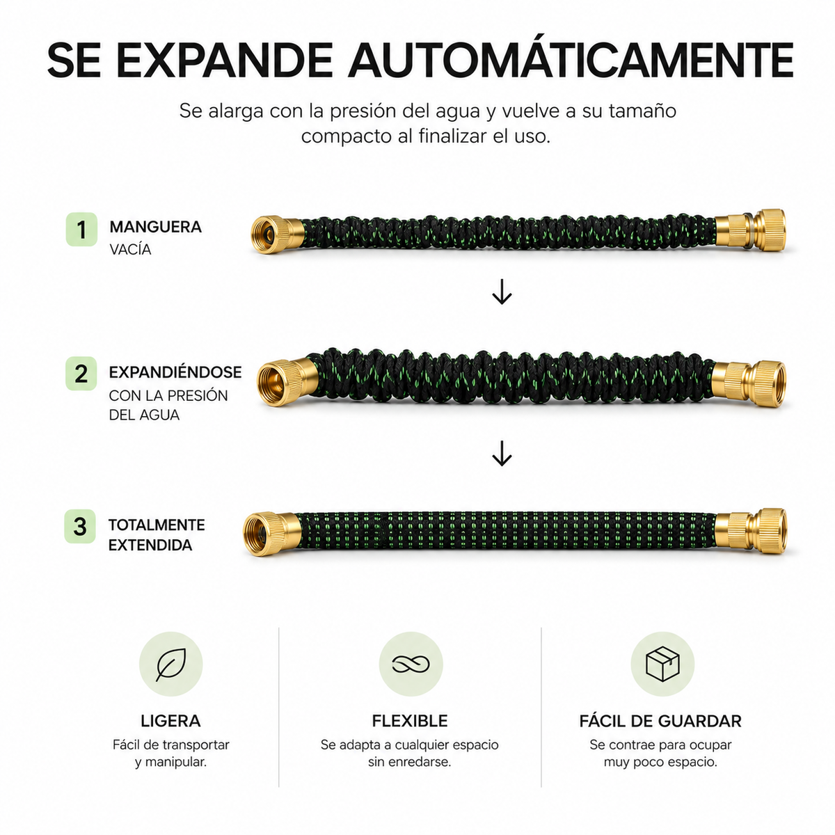 Tubo Estensibile Da Giardino 15 m Con Pistola Multifunzionale