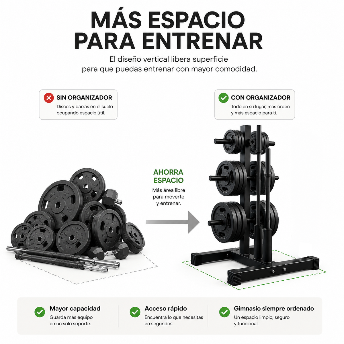 Soporte Ajustable Organizador Discos y Barras