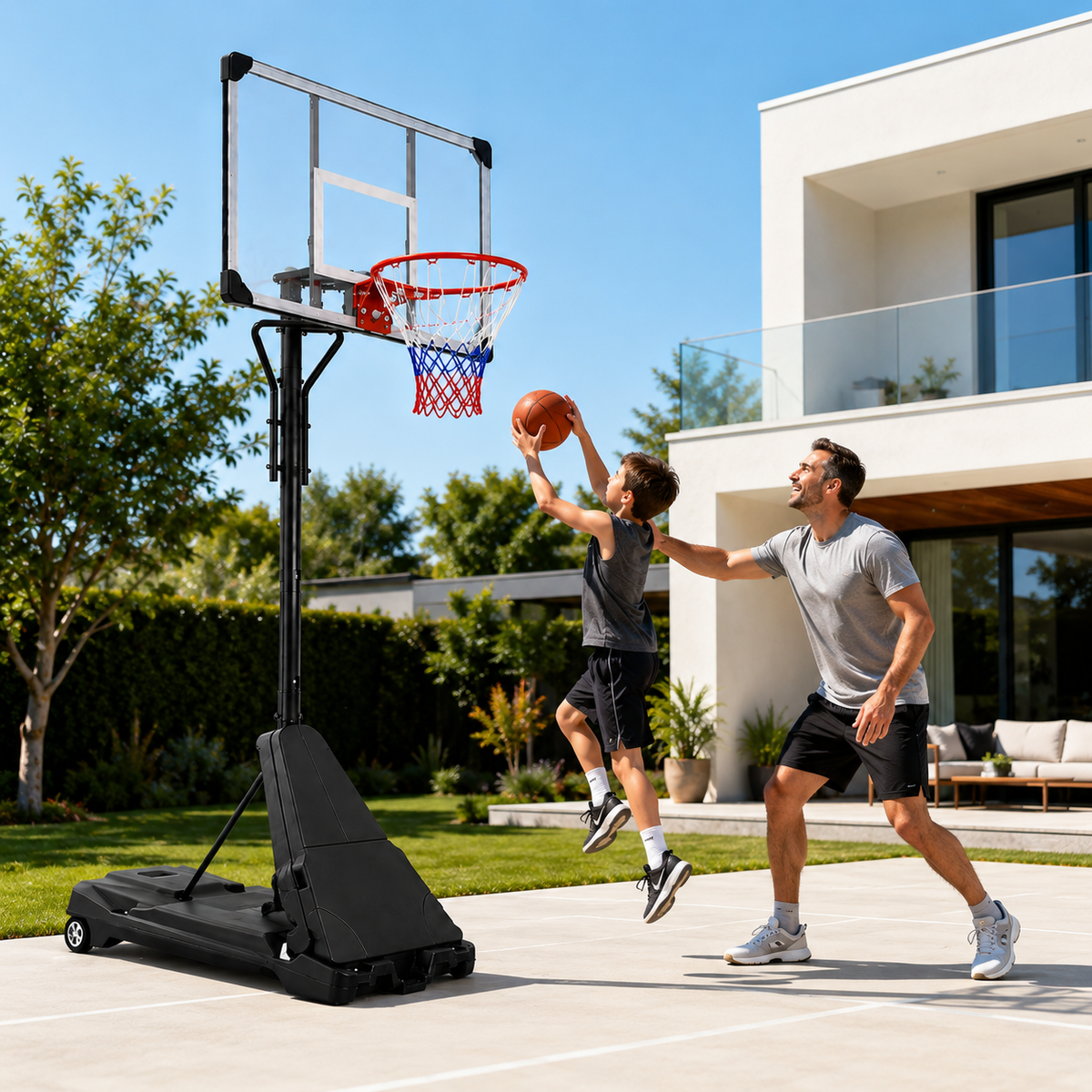 Panier de basket portable avec hauteur réglable 2,45-3,05 m