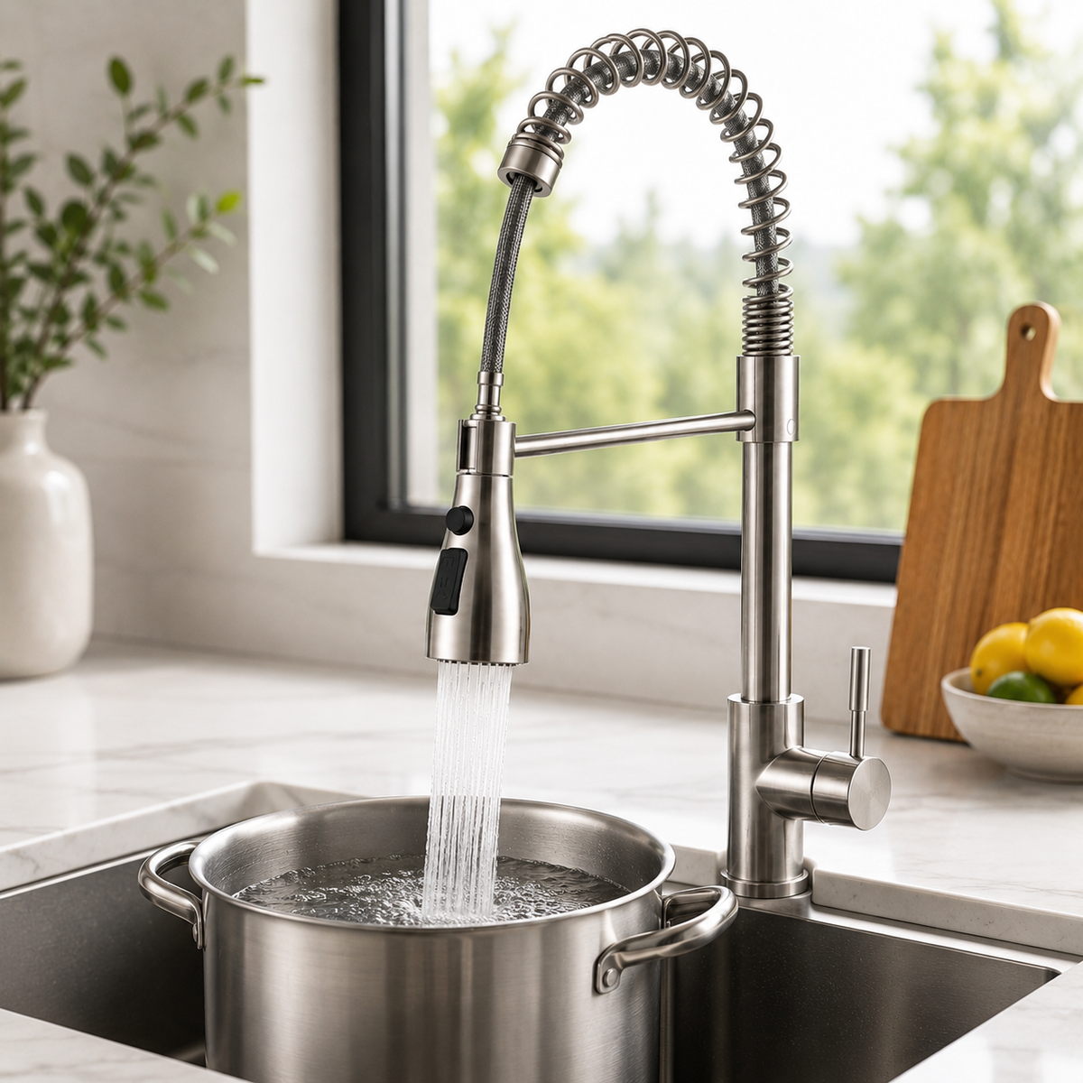 Grifo De Cocina Extraíble 360 Grados Con Ducha Extensible Acero Inoxidable