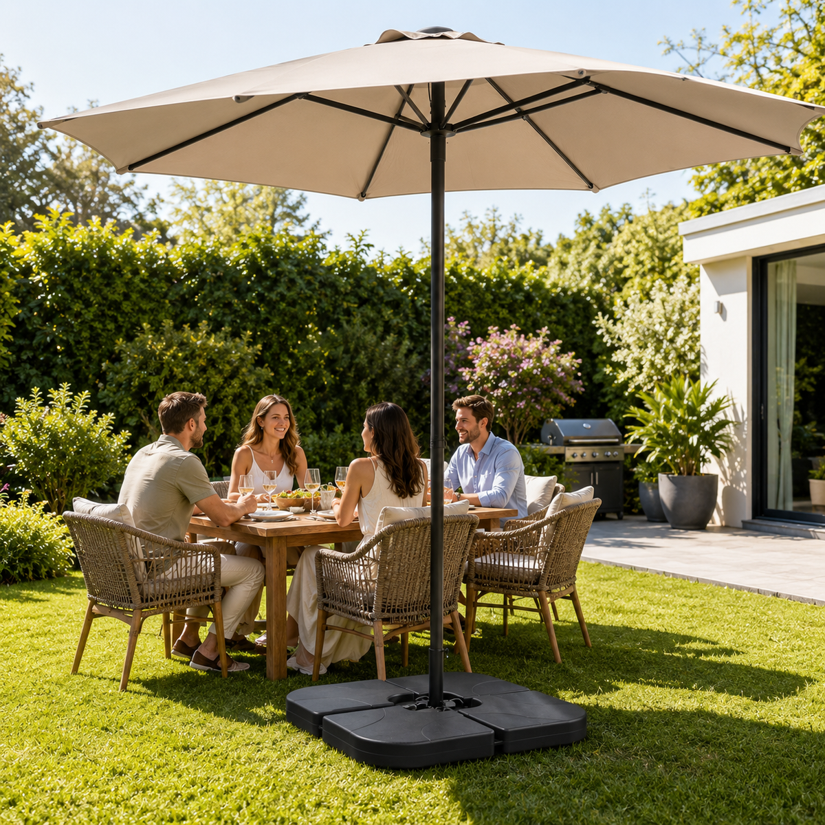 Base modulaire pour parasol 4 pièces remplissable noire
