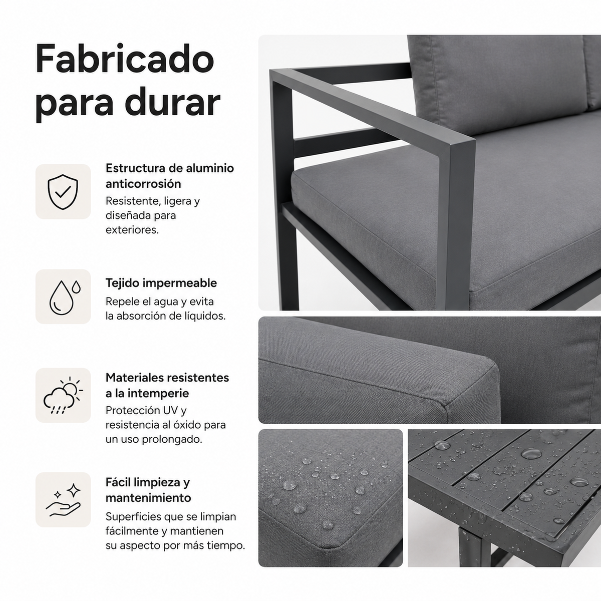 Modulares Ecksofa Gartenset Aluminium Anthrazit