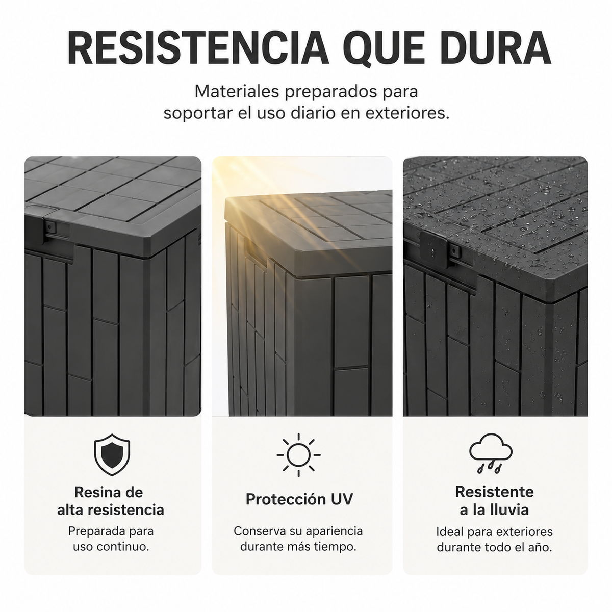 Baú De Armazenamento Exterior Impermeável 130 L Com Tampa Reforçada