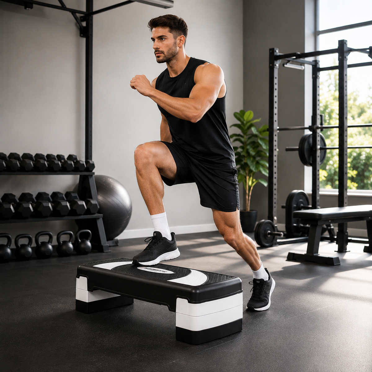 Step aerobico regolabile con 3 altezze e superficie antiscivolo