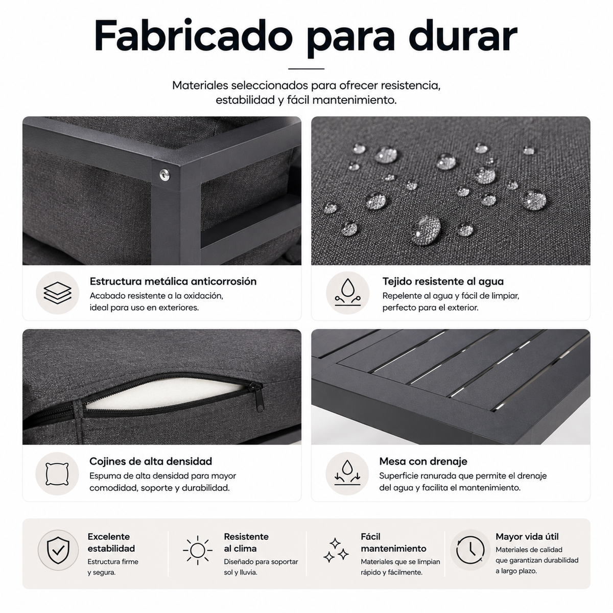 Conjunto de Jardín Antracita 4 Piezas