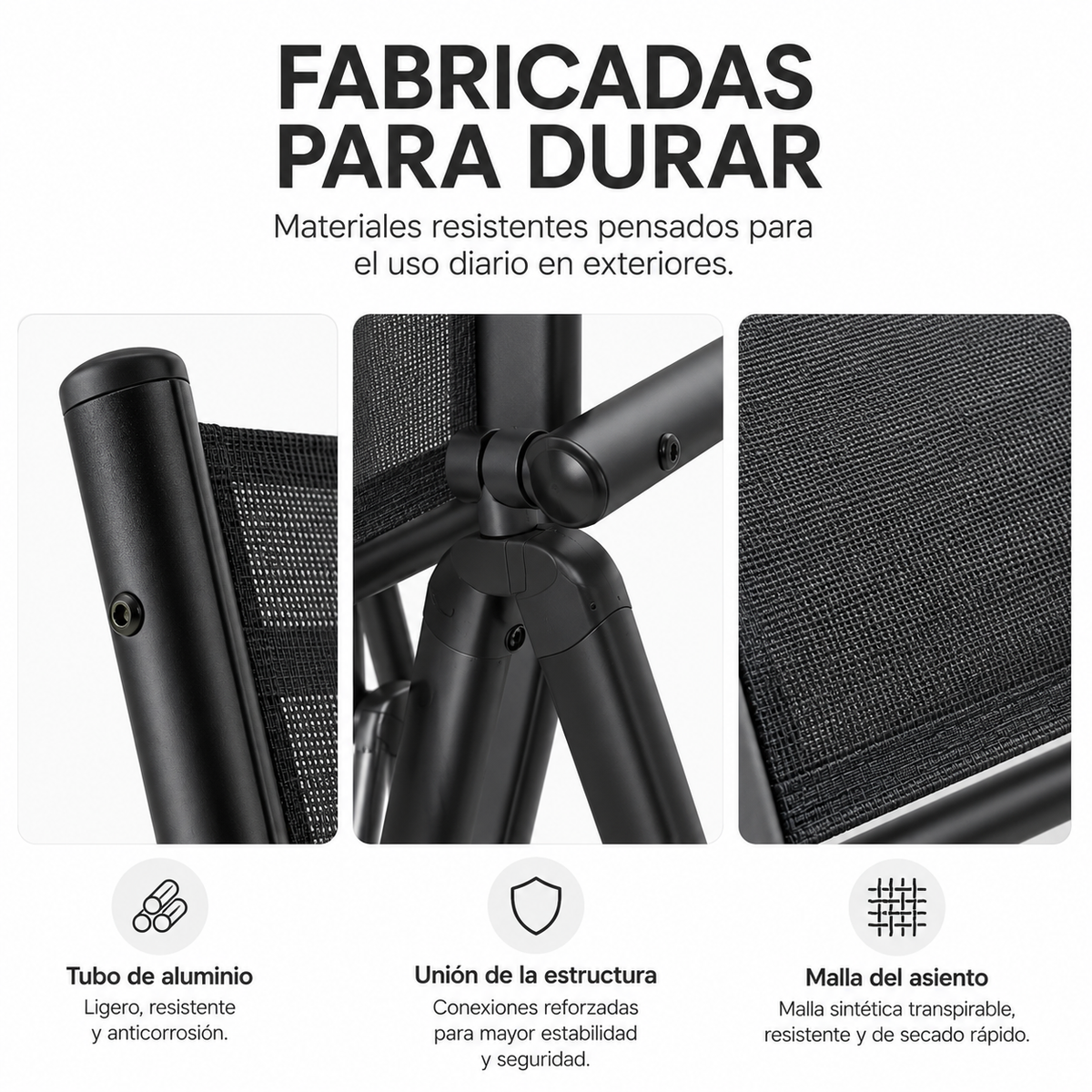 Cadeiras Dobráveis De Jardim Pack De 2 Alumínio Antracite Com Assento Têxtil