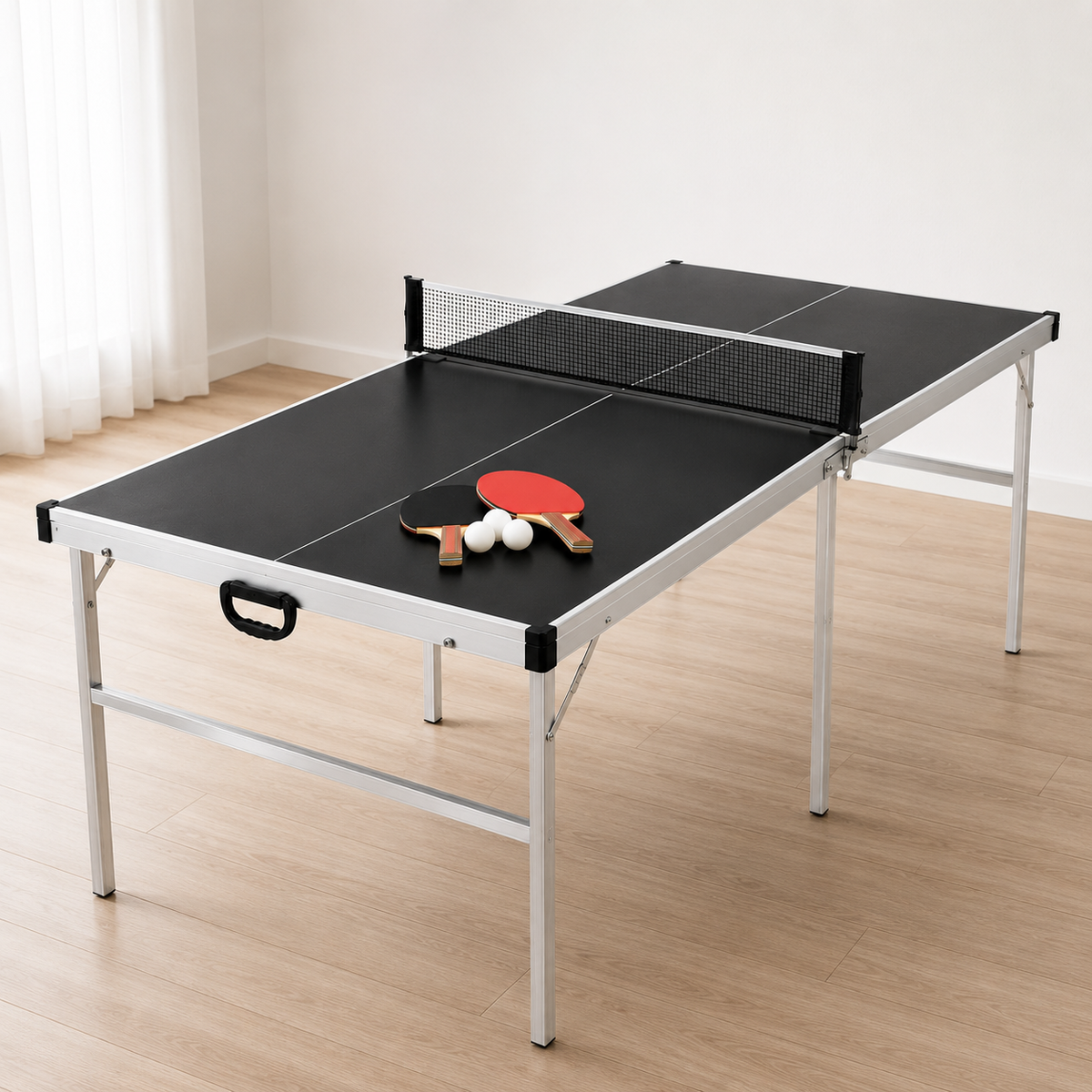 Table de ping-pong pliante avec filet 182x91 cm