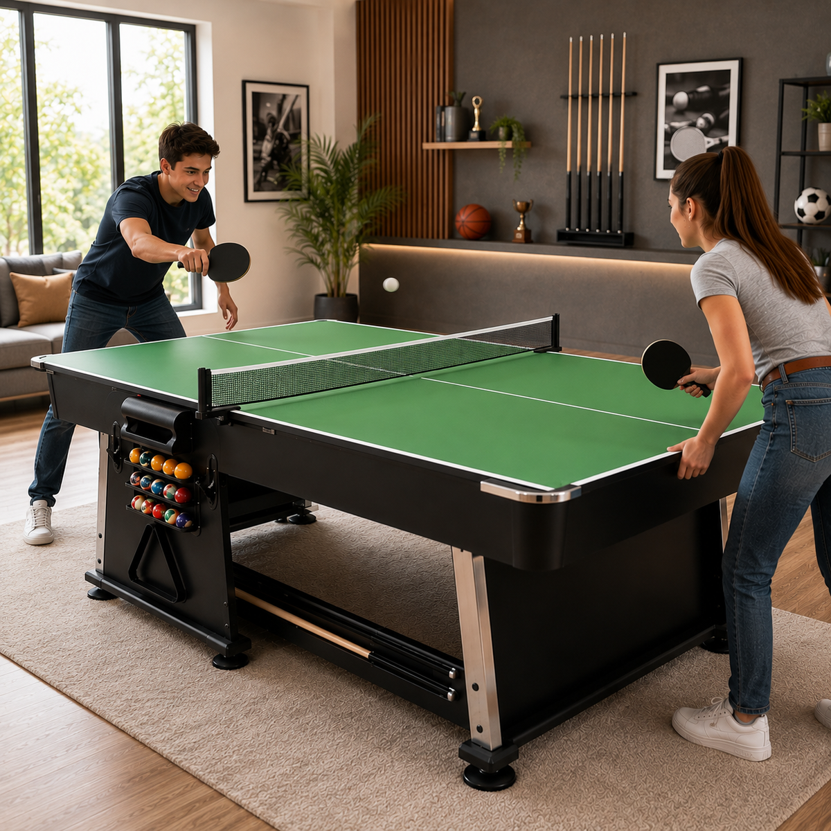 Table multijeux 3 en 1 billard et ping-pong 210 cm