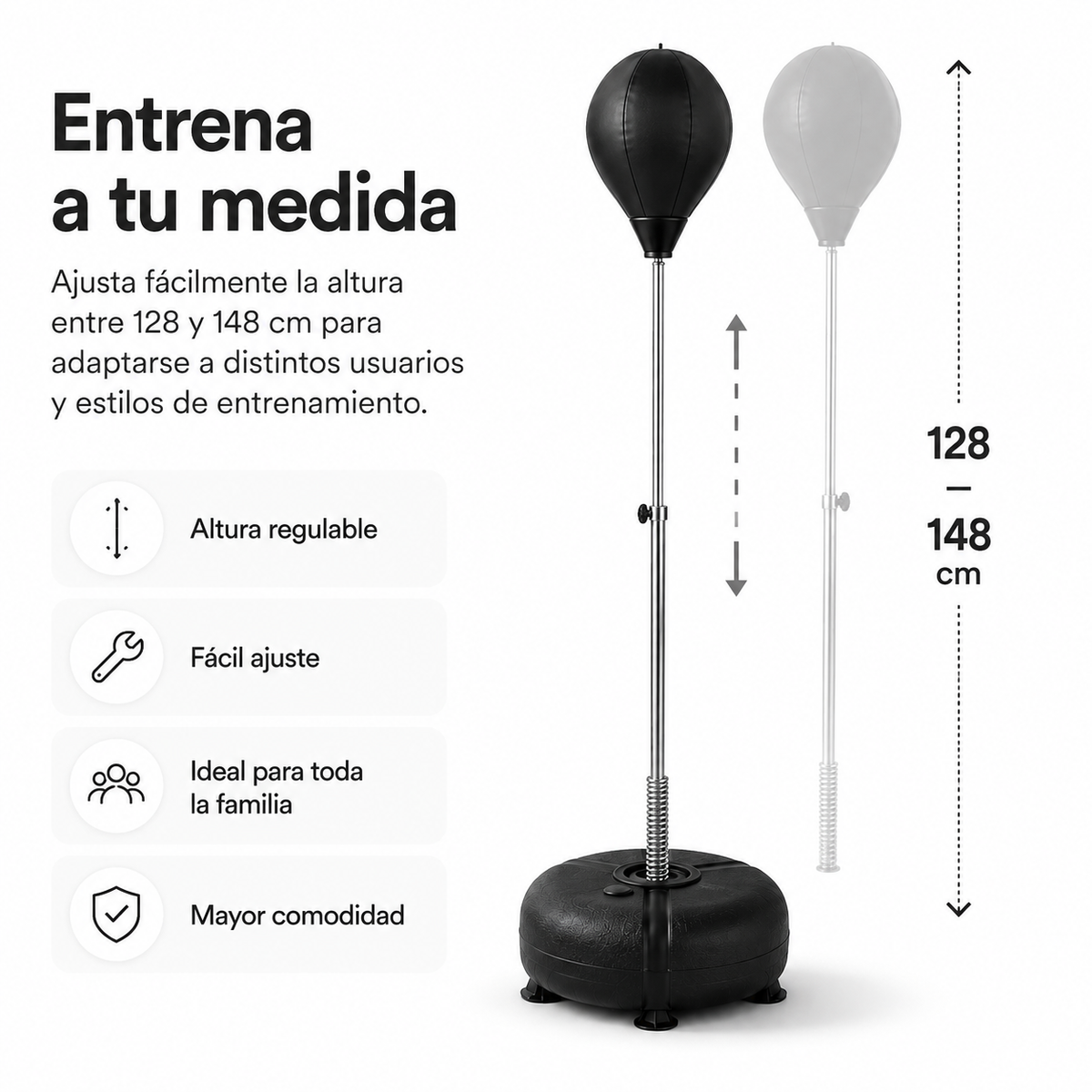 Saco De Boxeo De Pie Ajustable Con Base Rellenable
