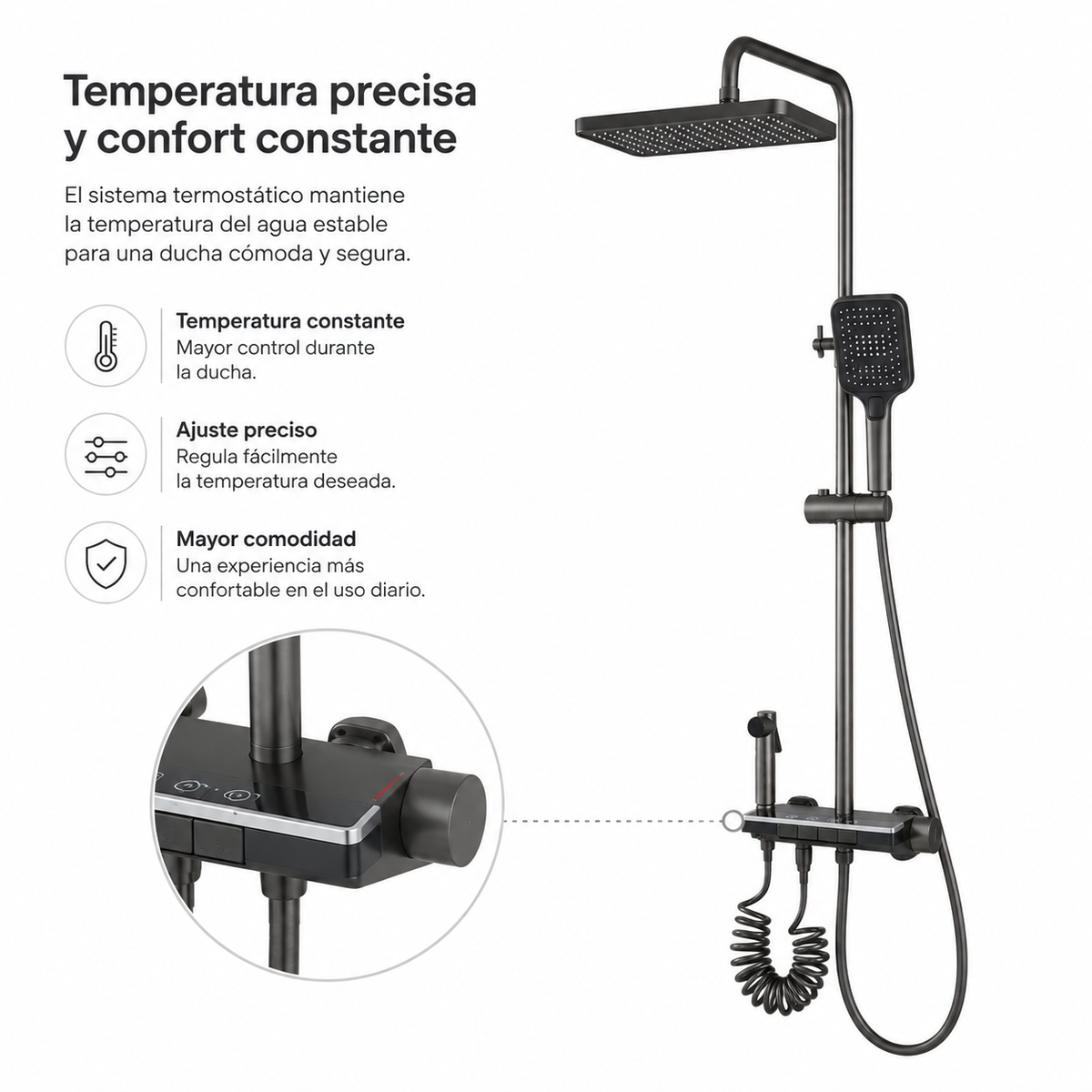 Columna De Ducha Termostática Con Rociador Superior