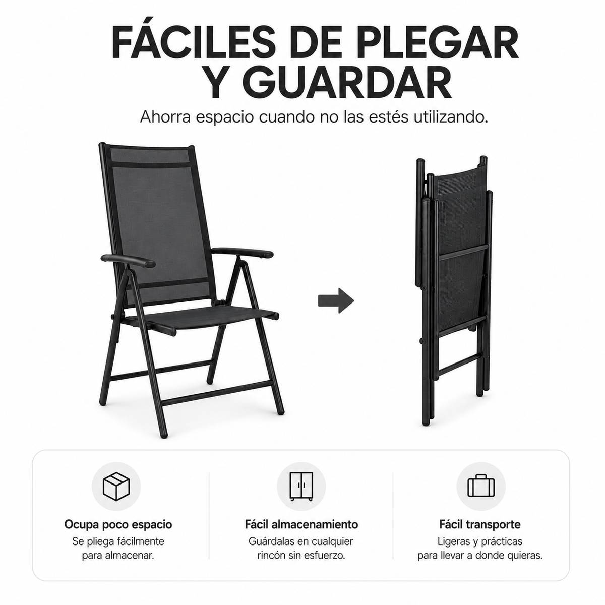Cadeiras Dobráveis De Jardim Pack De 2 Alumínio Antracite Com Assento Têxtil
