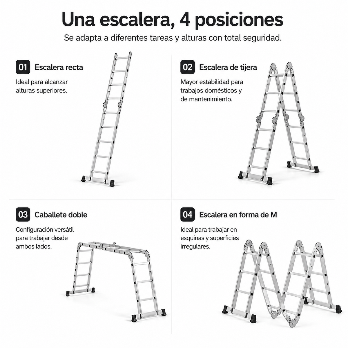 Scala in Alluminio Multiposizione 4 in 1 Pieghevole