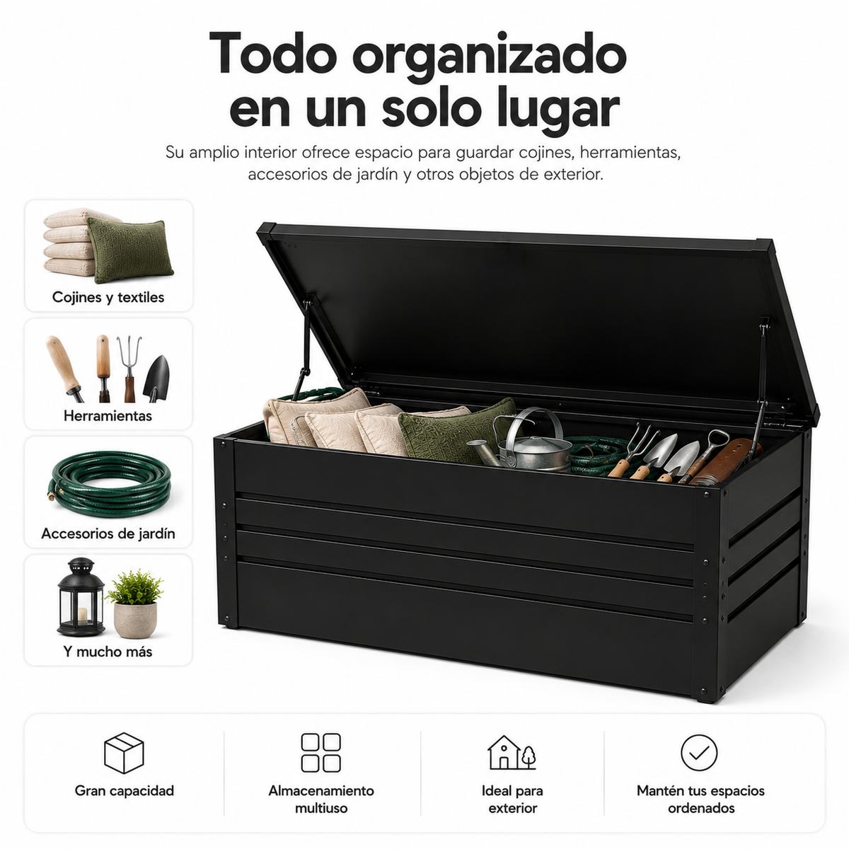Baú Metálico Exterior com Tampa Hidráulica e Fecho com Chave