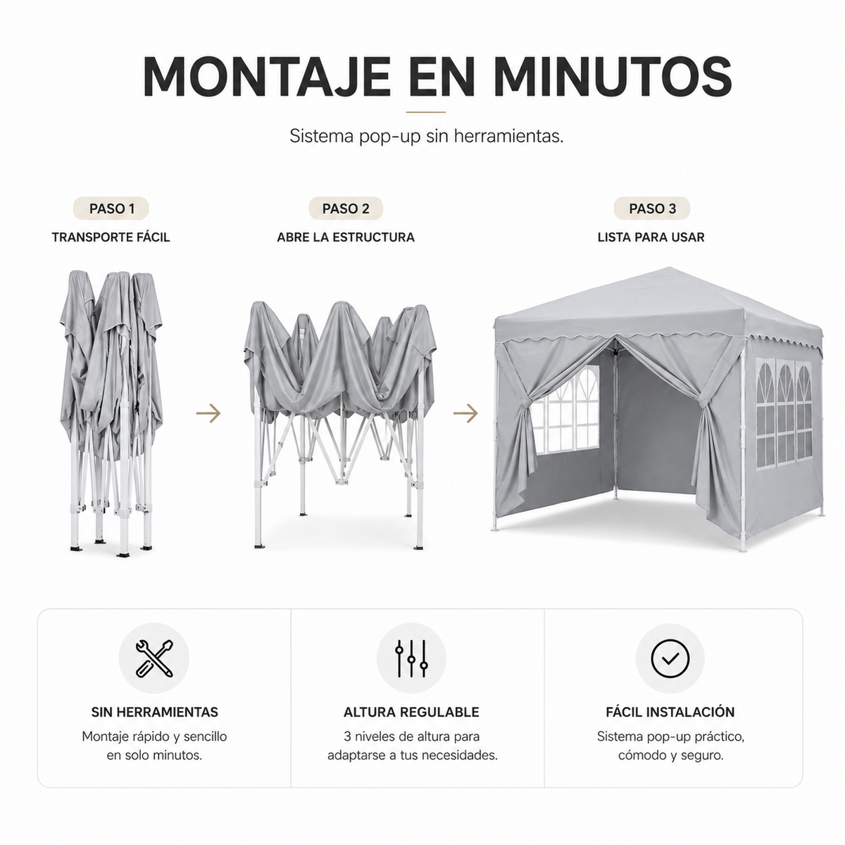 Tenda Dobrável 3x3 M Com 4 Paredes Laterais E Estrutura Reforçada