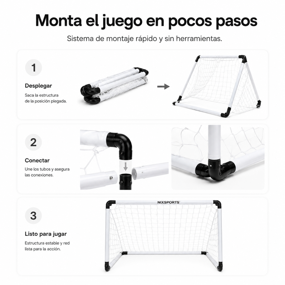 Portería De Fútbol Plegable Con Red Resistente Y Bolsa De Transporte