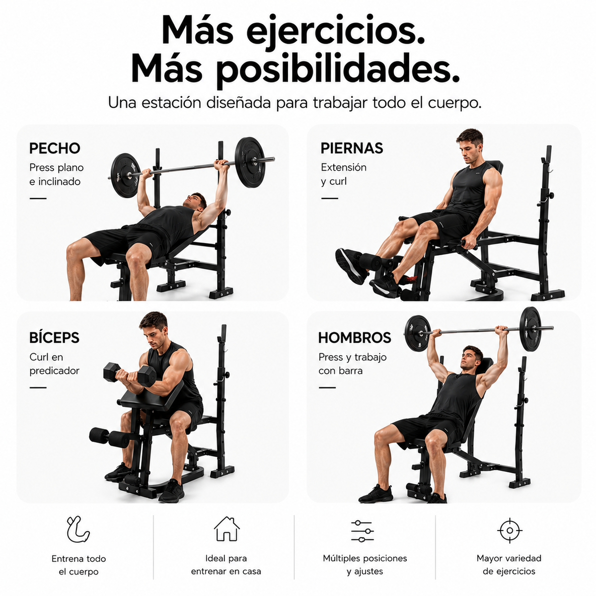 Banc de musculation avec support de barre réglable presse à banc