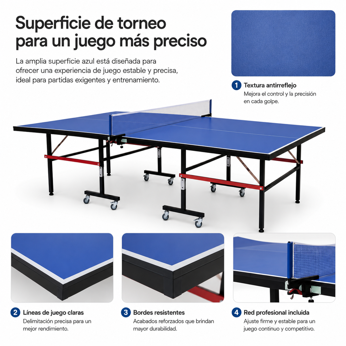 Mesa De Ping Pong Plegable Compacta Con Red Incluida