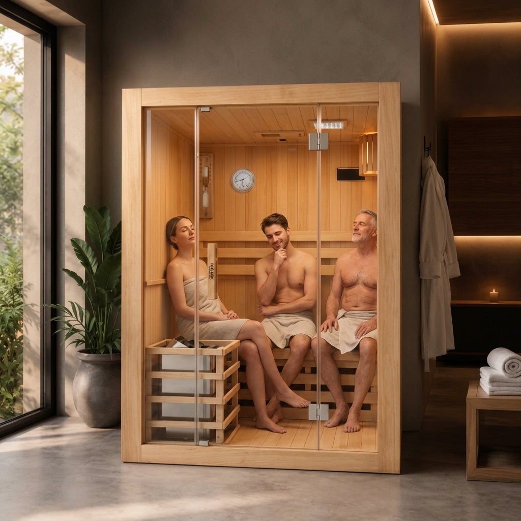 Finnische Sauna für 3 Personen aus kanadischem Hemlock-Holz