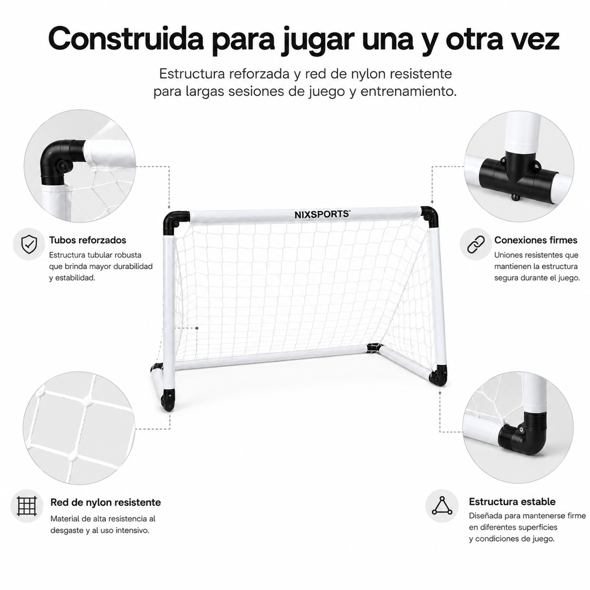 Portería De Fútbol Plegable Con Red Resistente Y Bolsa De Transporte