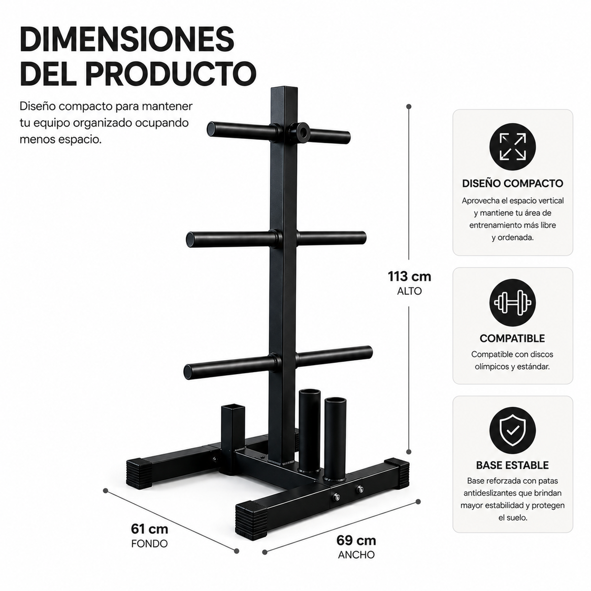 Soporte Ajustable Organizador Discos y Barras