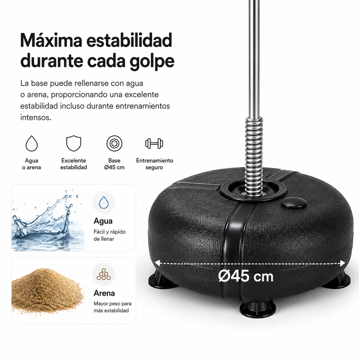Saco De Boxeo De Pie Ajustable Con Base Rellenable