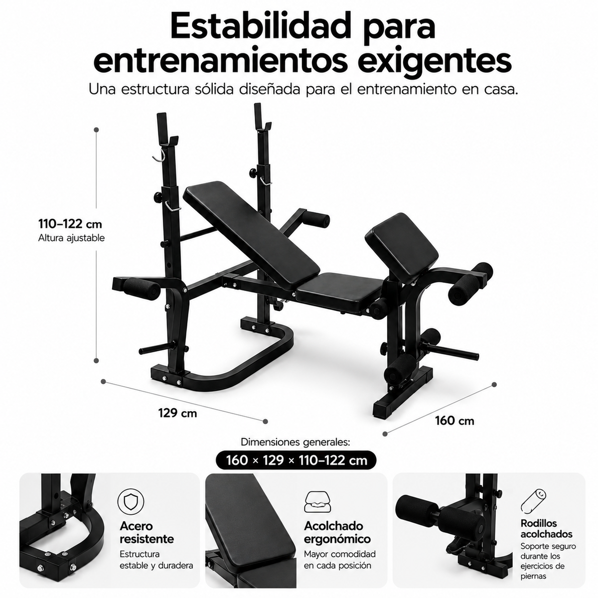 Banc de musculation avec support de barre réglable presse à banc