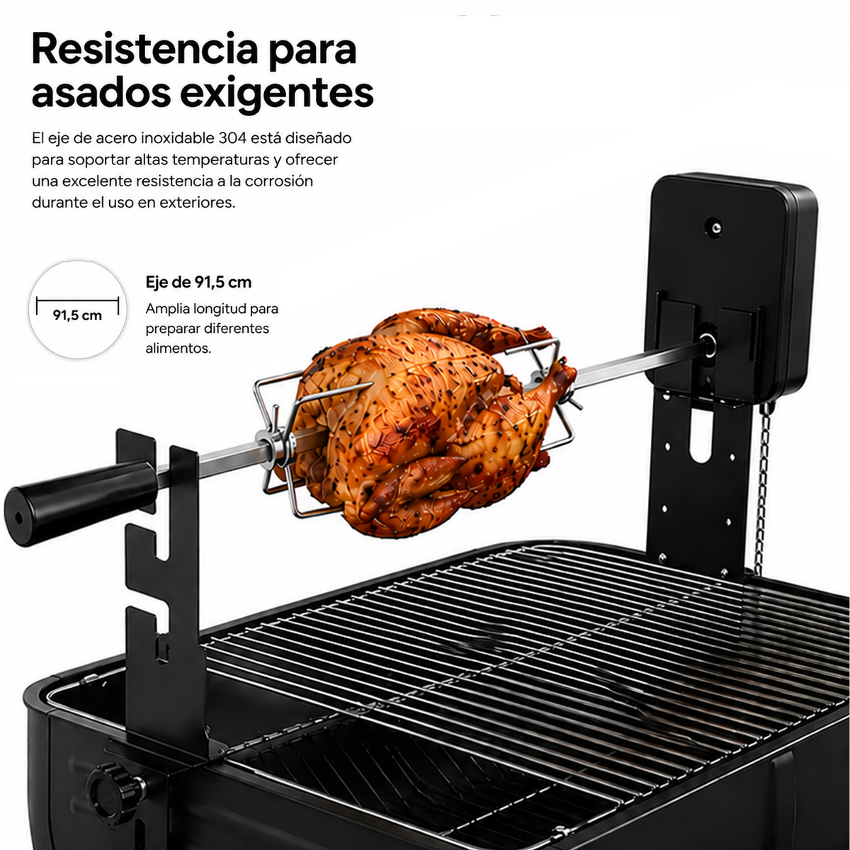 Drehbarer Grillspieß-Kit mit Motor und Edelstahlachse für Barbecue