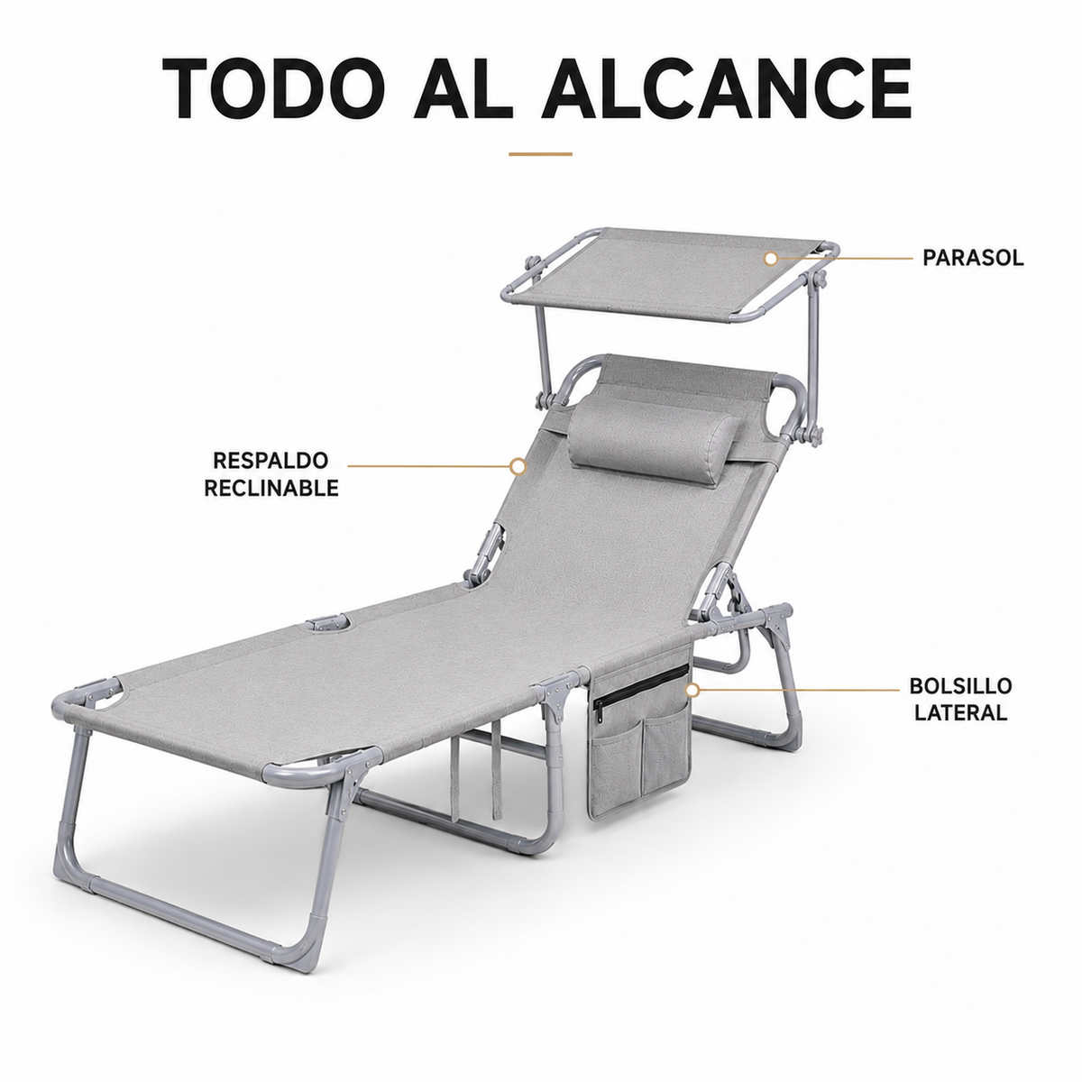 Pack 2 Espreguiçadeiras Dobráveis com Guarda-sol Ajustável para Jardim e Praia