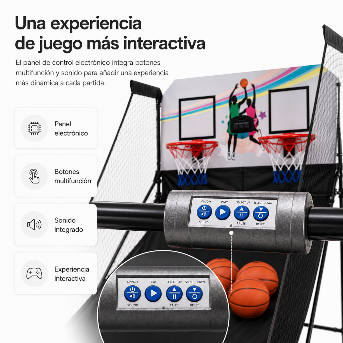 Canestro basket doppio arcade per bambini pieghevole con tabellone elettronico