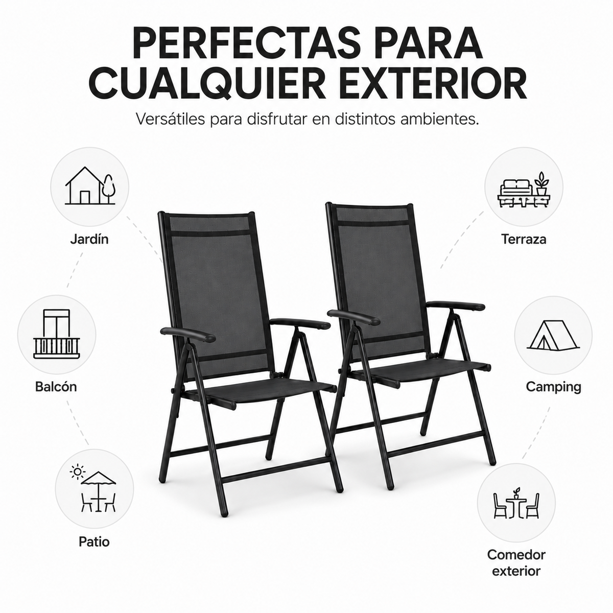 Cadeiras Dobráveis De Jardim Pack De 2 Alumínio Antracite Com Assento Têxtil