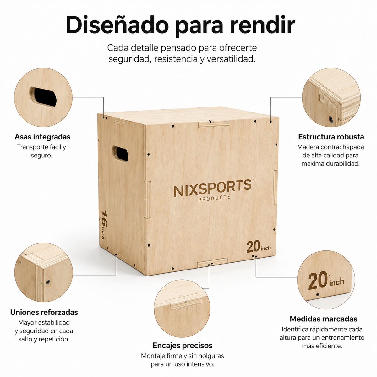 Cajón Pliométrico De Madera Tres Alturas