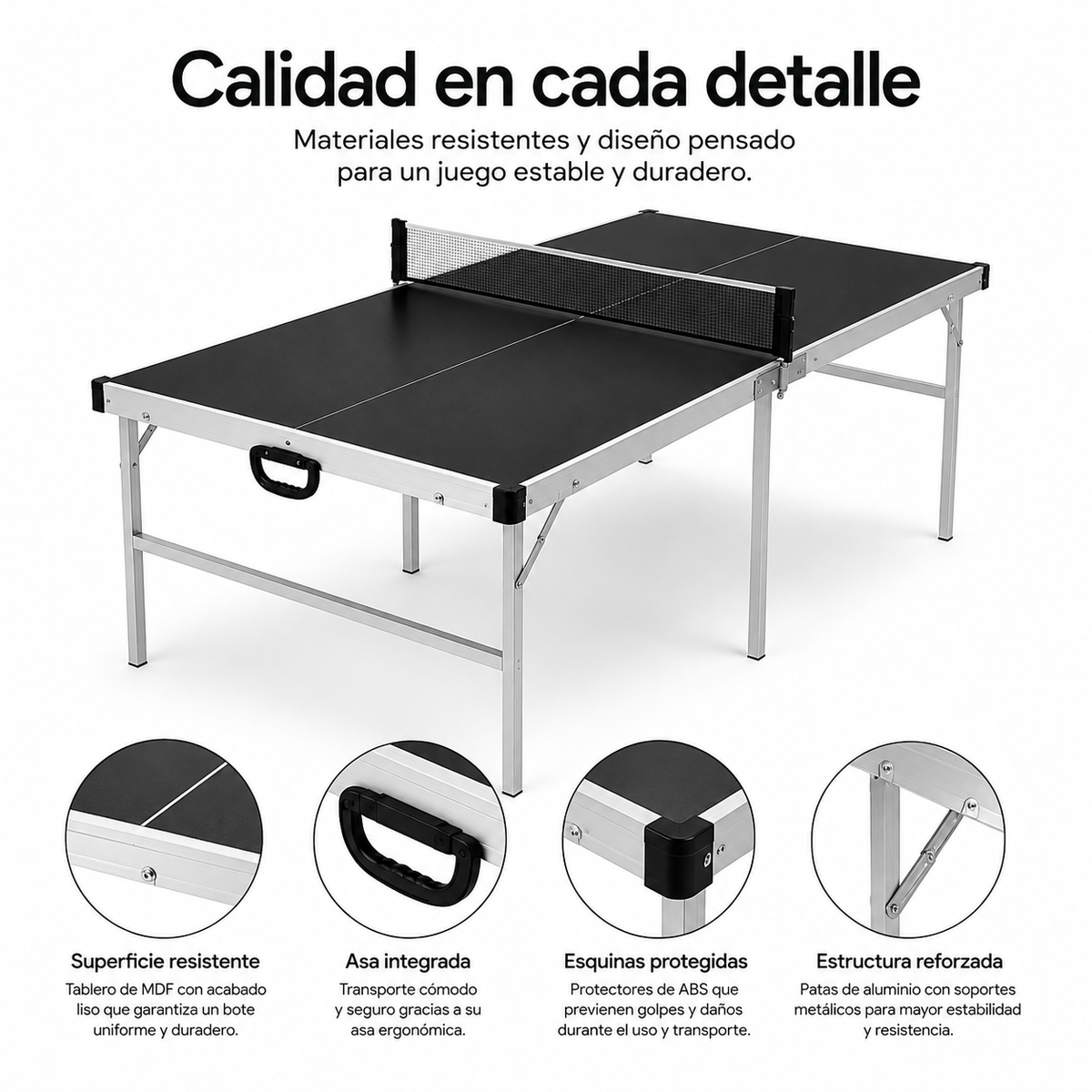 Table de ping-pong pliante avec filet 182x91 cm