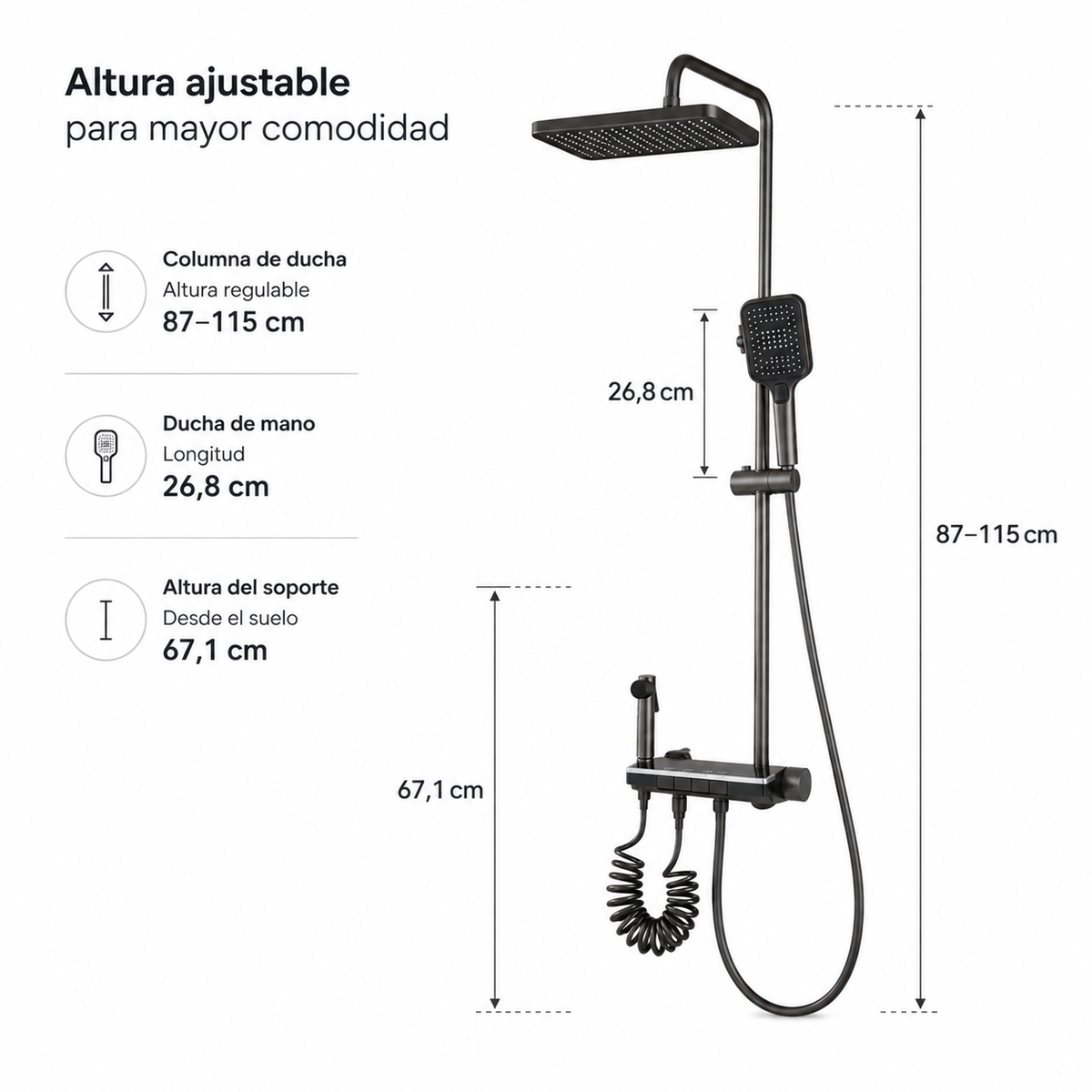 Columna De Ducha Termostática Con Rociador Superior