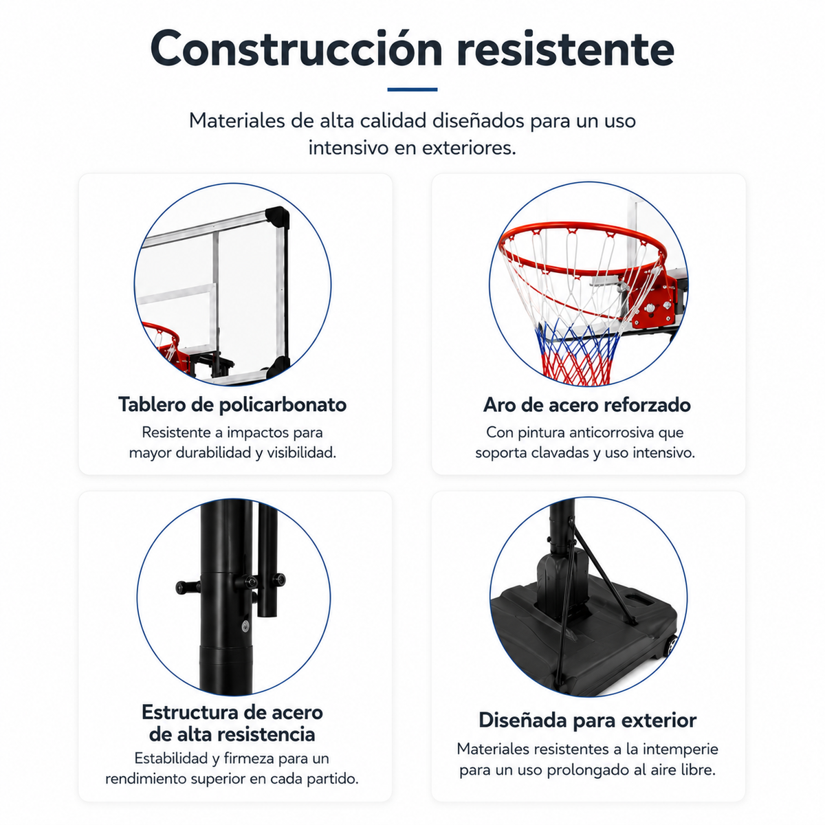 Panier de basket portable avec hauteur réglable 2,45-3,05 m