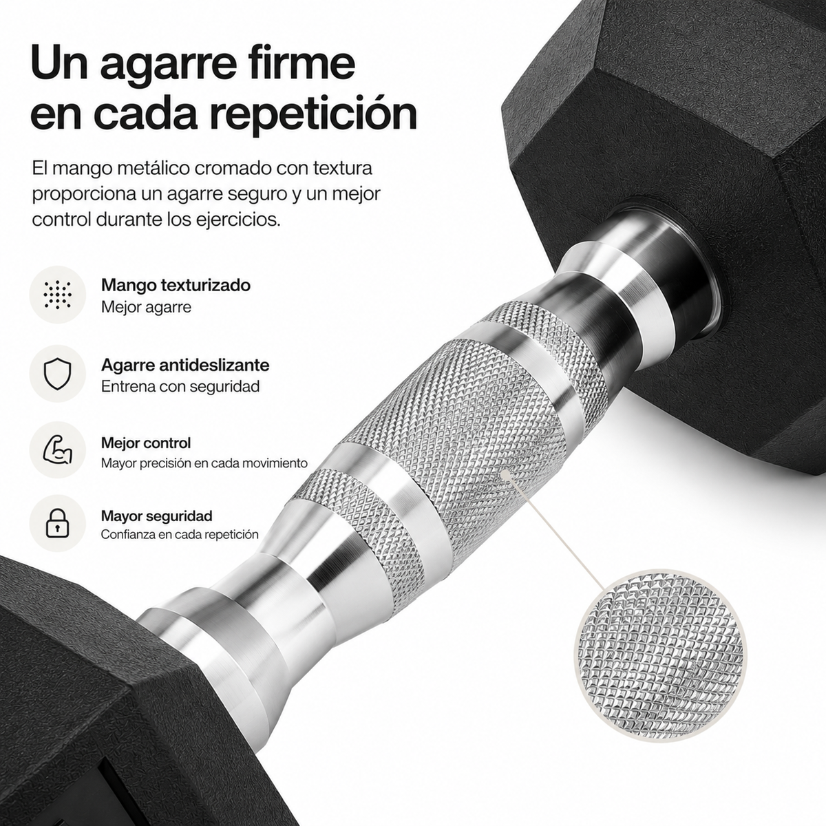 Sechseckige Hantel mit rutschfestem Griff 15 kg