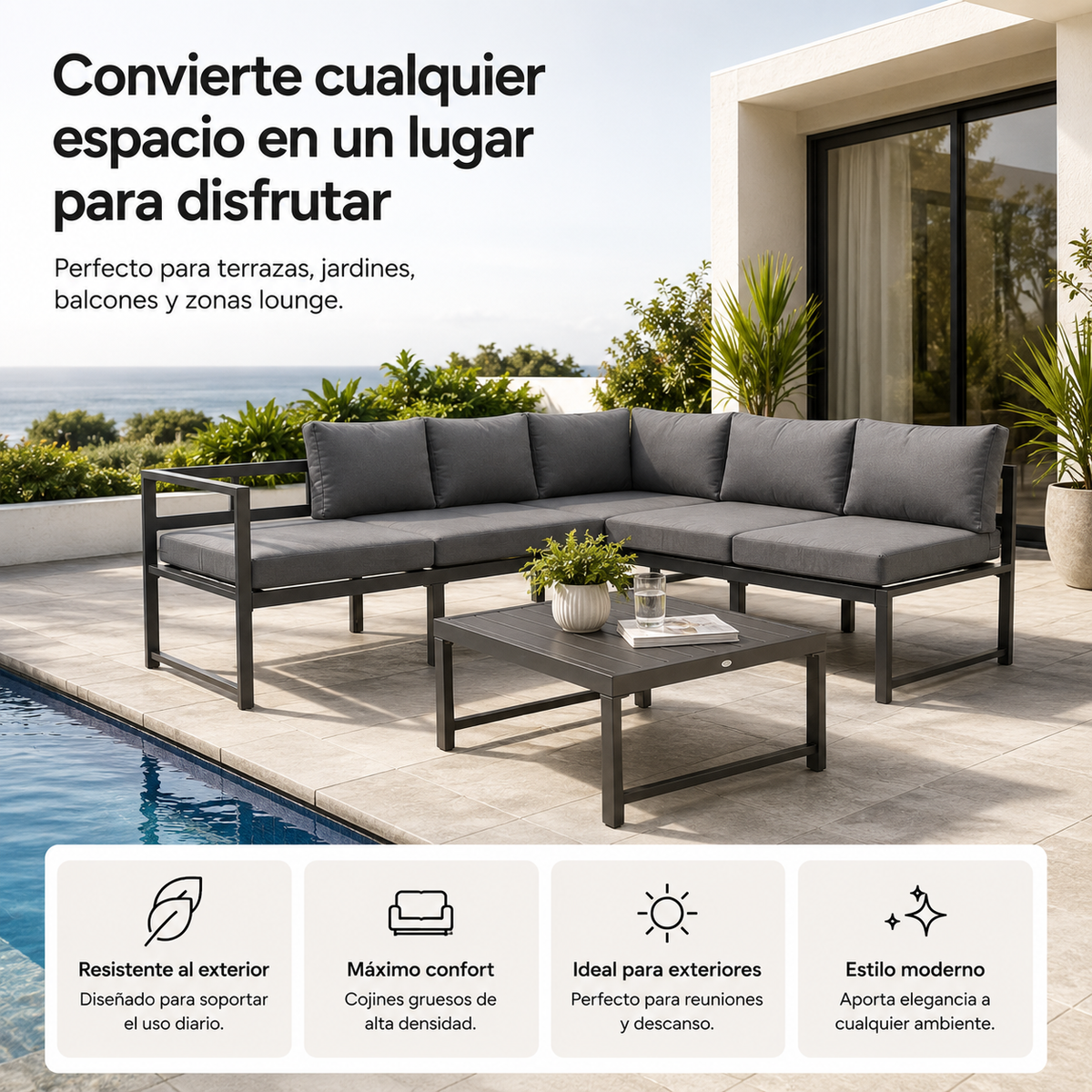 Modulares Ecksofa Gartenset Aluminium Anthrazit